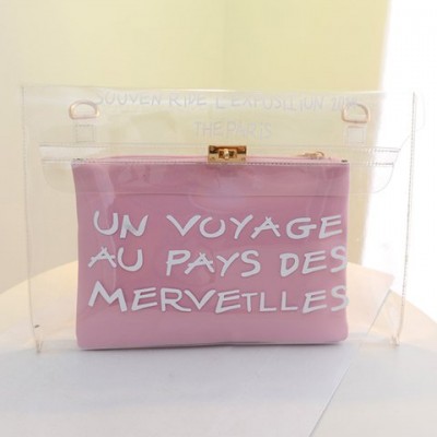 Stylish Women's Clutch With Letter Print and Transparent Design